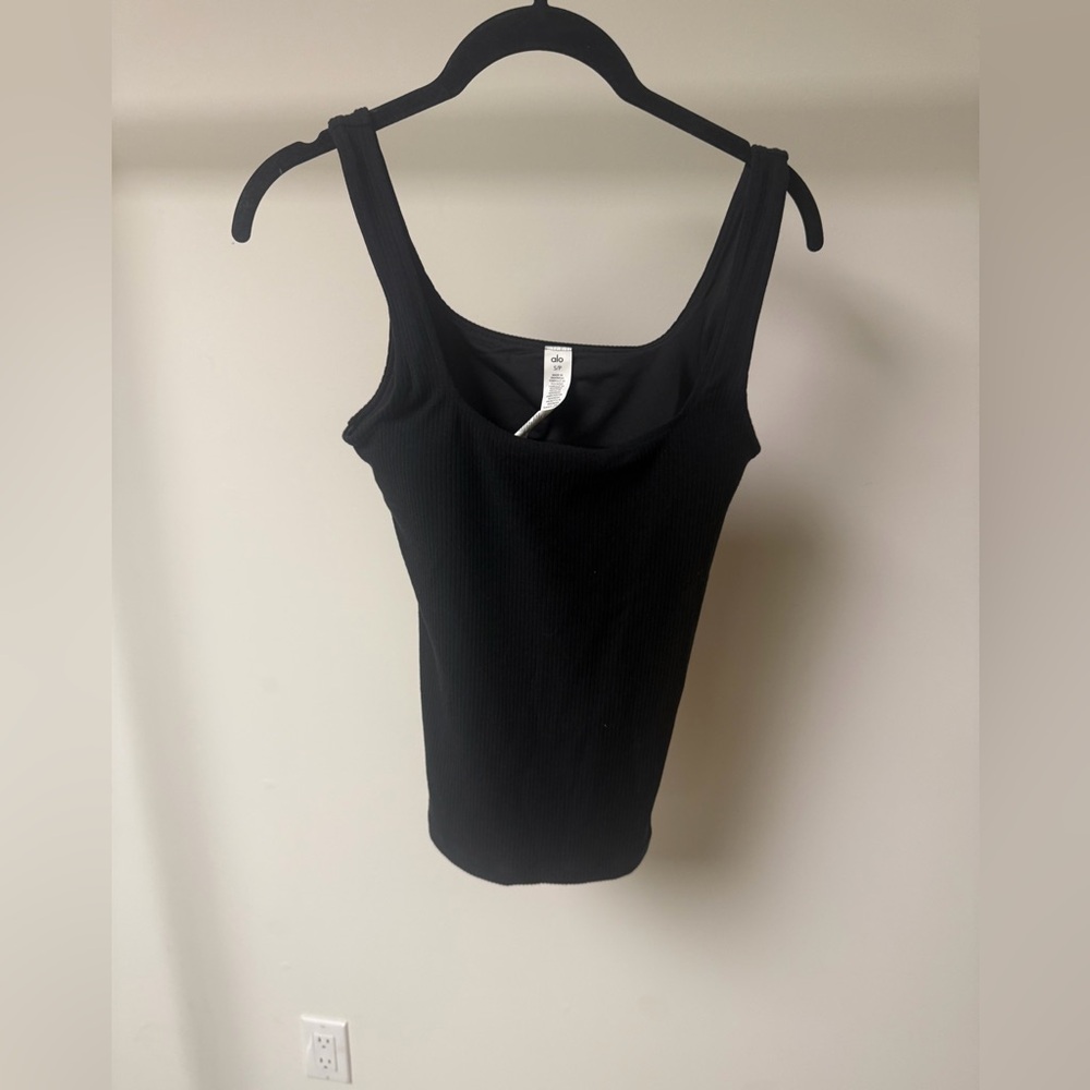 Alo yoga ribbed aspire full length tank black